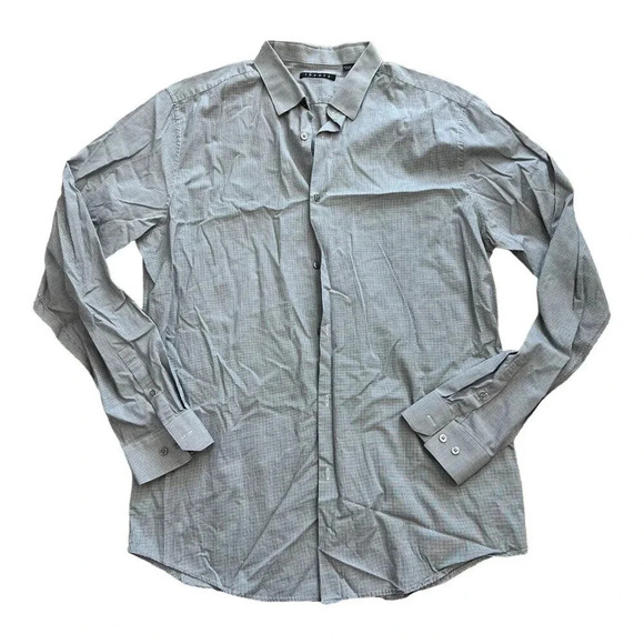 Theory Gray Gingham Business Dress Shirt Size L - Picture 1 of 4